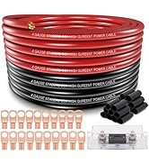 4 Gauge Wire (25ft Each- Black/Red) Copper Clad Aluminum CCA,100A ANL Fuse Holder,10pcs Lugs Term...
