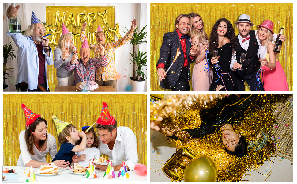gold tinsel backdrop birthday party decorations tinsel curtain party streamers backdrop foil fringe