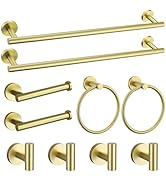 Brushed Gold Towel Bar Set 10 Pieces Bathroom Hardware Accessories Set Towel Rack Set for Bathroo...