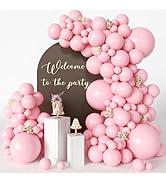 CVPARTYON Pink Balloons 125 pcs Different Sizes of 8 12 10 5 Inch Pastel Baby Soft Pink Balloon A...