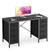 DUMOS 47 Inch Computer Desk with 8 Fabric Drawers, Office Gaming Desk with Storage, Writing Study...