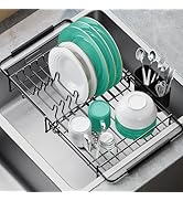 Expandable Dish Drying Rack Over The Sink, Adjustable Dish Rack in Sink, Dish Drainer for Kitchen...