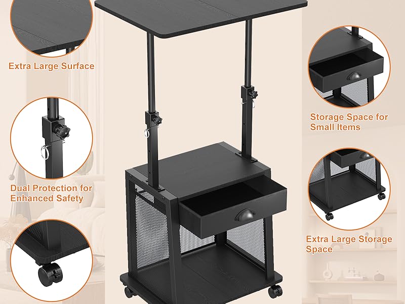 standing desk with wheels