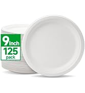 Disposable Paper Plates 9 Inch [125 Pack] White