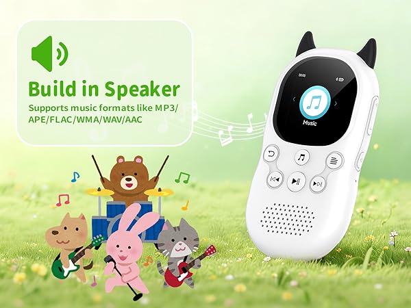 64GB Cute MP3 Player for Kids - Cartoon Portable Music Player, Child MP3 Player with Bluetooth
