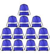 KUUQA 12 Pack Drawstring Backpack Bag with Reflective Strip, String Backpack Cinch Sack Bag Bulk ...