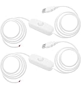 RGBZONE 2 Pack 5V USB Switch Button Extension Cables, USB Male Plug 2 Pin 2 Wire, DIY Pigtail Cab...