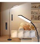 FRIDEKO HOME Floor Lamp for Living Room Over Chair Reading 18W 1800LM Black | Remote/ Touch Contr...