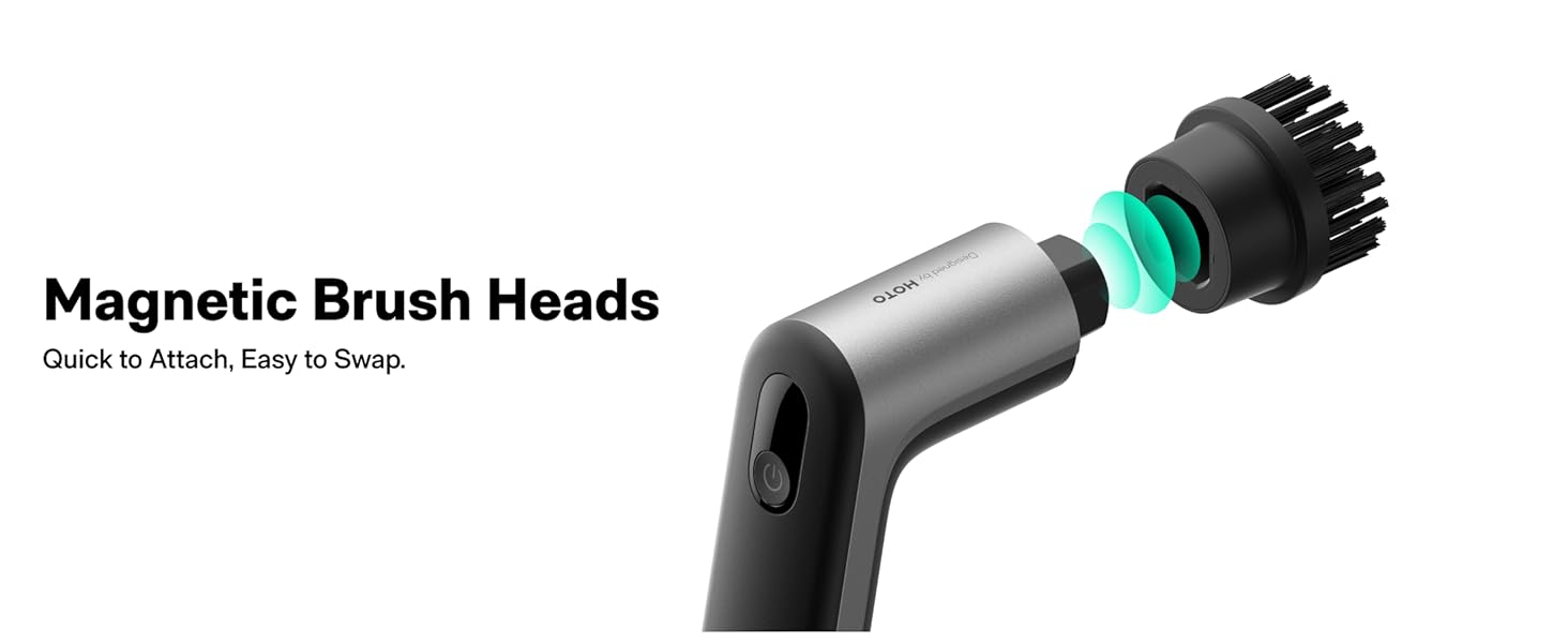 magnetic brush heads, quick to attach, easy to swap