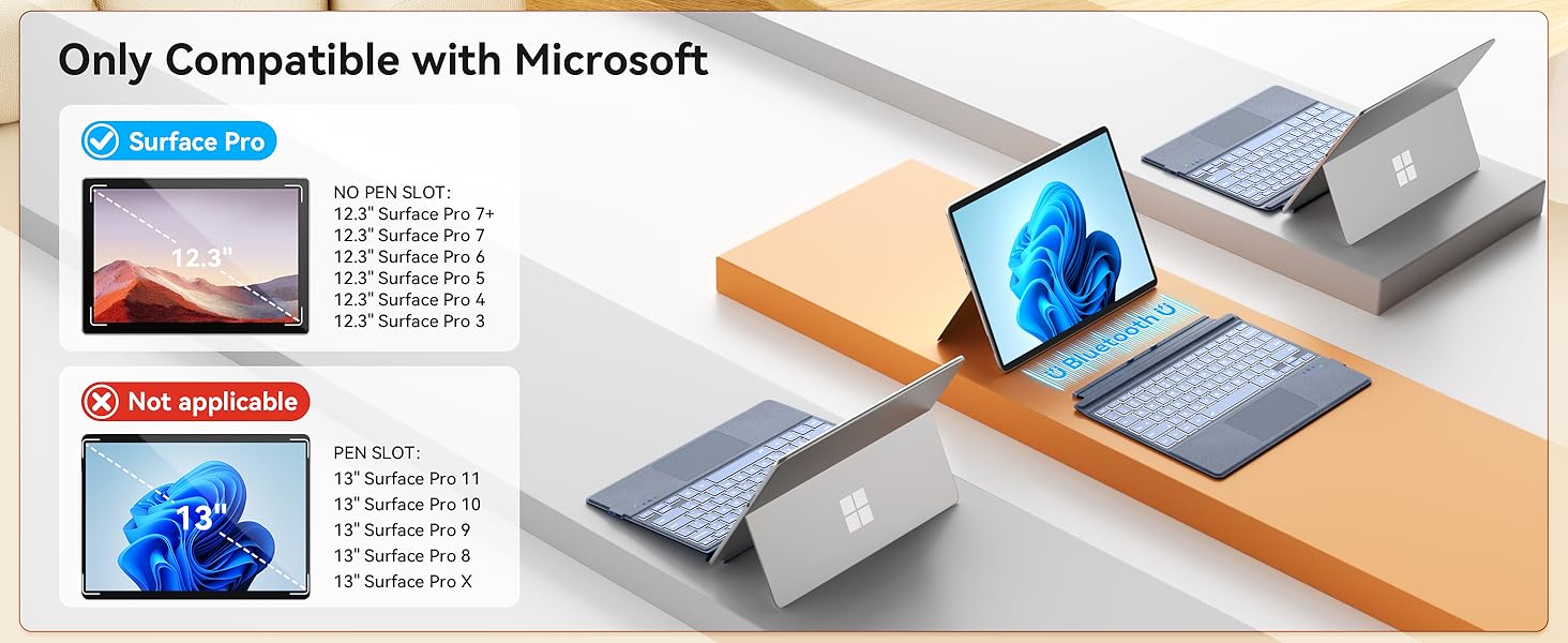Surface Pro 7+/7/6/5/4/3 Bluetooth Keyboard Blue