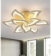 MEIXISUE LED Ceiling Light Gold Dimmable Close to Ceiling Lamp with Remote Control for Living Roo...