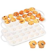 AOTASO Silicone Muffin Pans For Baking Mini Nonstick Cupcake Pan 24 Cups Silicone Cupcake Molds W...