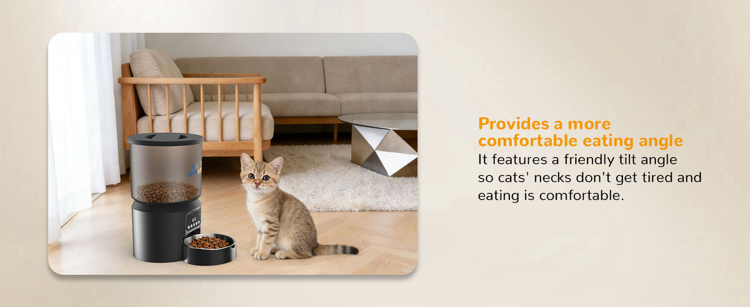 Automatic Cat Feeders 4L Timed Cat Dry Food Dispenser, Dual Power Supply Programmable Portion Size