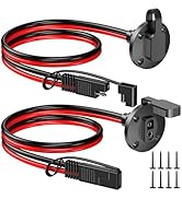 SAE Connector Power Socket Sidewall Port, 10AWG Cable Weatherproof Cable Quick Connect Panel Moun...