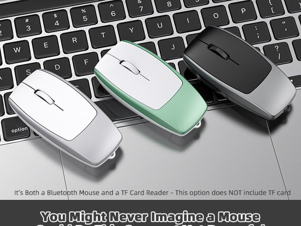 Mini 2-in-1 Wireless Bluetooth Mouse &amp; TF Card Reader - 8GB TF Card Included