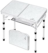 Sportneer Camping Table: Adjustable Height Small Folding Table 23.6" L x 15.7" W 4 Height with Me...