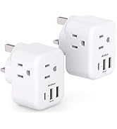 2-Pack US to UK Ireland Travel Plug Adapter, Addtam Type G Power Outlet Adapter with 3 AC Outlets...
