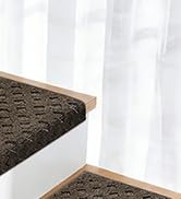 JSEI Bullnose Carpet Stair Treads, 14 Pcs Non Slip Stair Treads for Wooden Steps Indoor with TPE ...
