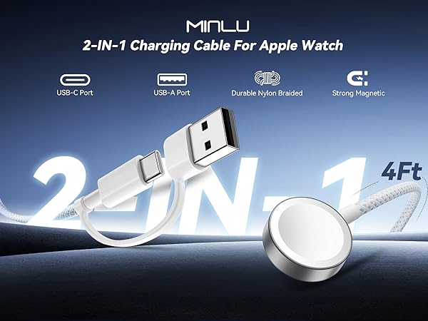 MINLU 2 in 1 Charging Cable for Apple Watch