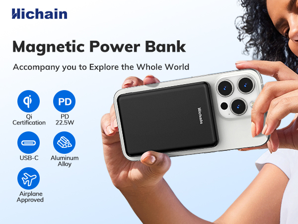 5000mAh Mag-Safe Power Bank Wireless Magnetic Charger for iPhone 17 16 15 14 13 12 Series