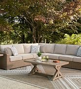 Signature Design by Ashley Revare Beach Coastal Weather Resistant 4-Piece Outdoor Sectional with ...