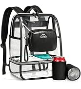 MATEIN CLASSIC TPU Clear Backpack Stadium Approved, Dual-Layer Stadium Bag | 12×6×12, RFID Wristl...