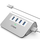 intpw USB 3.0 Hub, Aluminum 4 Port USB Data Hub 3.0 Port Extender Multiport Adapter with 3.3ft Ca...
