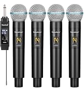 Depusheng Wireless Microphone,Professional Dual Handheld Cordless Dynamic Mic System with Recharg...