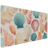 SEIFUD Ocean Themed Mouse Pad, XXL Seashell Desk Mat, Summer Beach Design, 35.4 x 15.8 inches,Gir...
