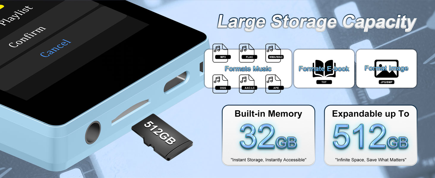 mp3 player with speaker, usb mp3 player, mp3 player no wifi, offline music player