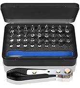 Steinwhale 37pcs Mini Ratchet Screwdriver Set with 1/4" S2 Steel Bits, 90 Degree Right Angle Scre...