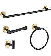 Black and Gold Towel Bar Set 4 Pieces Bathroom Hardware Accessories Set Include 19.68 in Towel Ba...