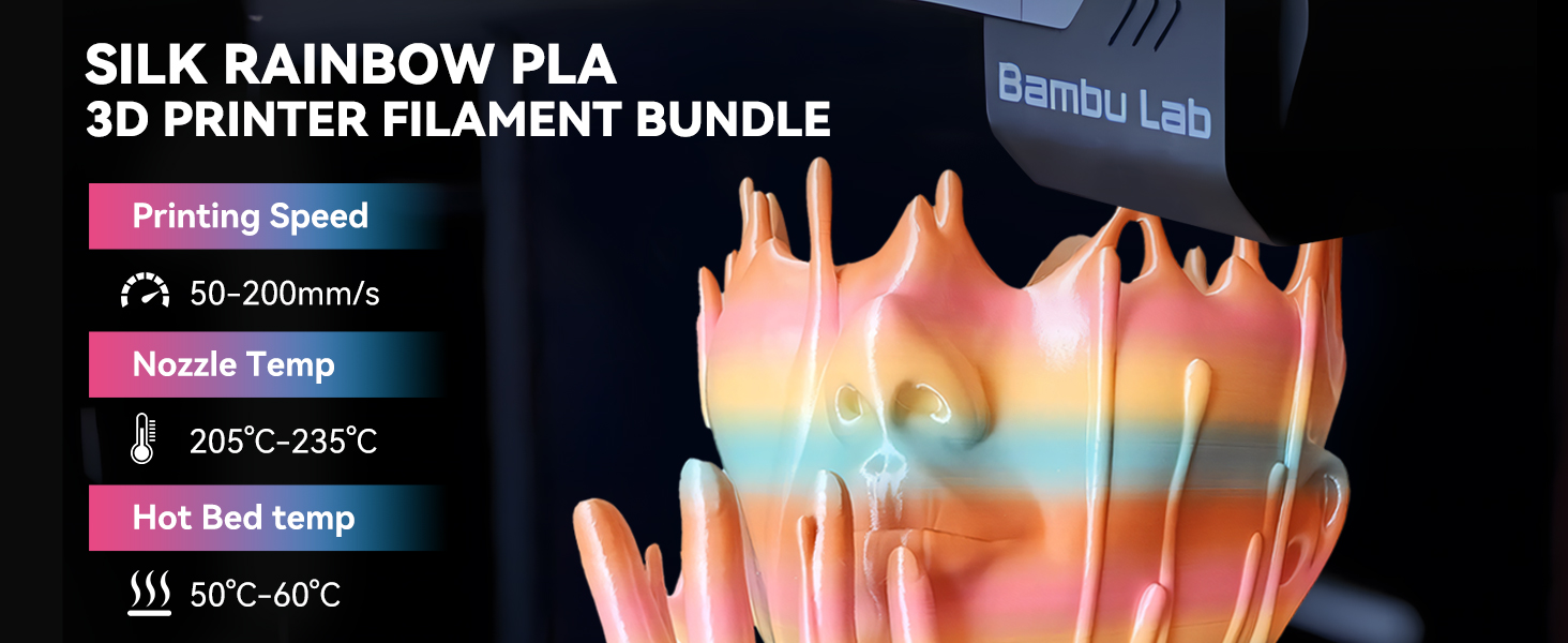 silk 3d printer filament bundle multicolor silk rainbow filament shiny silk PLA filament
