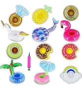 Zcaukya 12 Pack Inflatable Floating Drinking Holders, Drink Floats Inflatable Cup Coasters for Po...