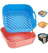Air Fryer Silicone Liners Square 2 Pack 7.1 Inch Airfryer Liners 4-7 QT Reusable Air Fryer Liners...