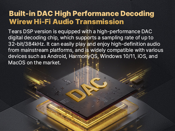 Built-in DAC High Performance DecodingWirew Hi-Fi Audio Transmission