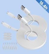 ANLINK 2 Pack 16.4FT/5M Flat Power Extension Cable for USB-C Enabled Home Security Cameras or Oth...