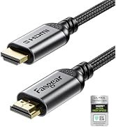 Fasgear HDMI 2.1 Cable 6.6ft 8K HDMI Cord Certified 48Gbps Ultra High Speed HDMI Cable Braided Ny...