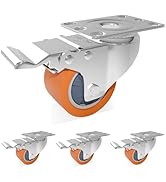 QXYJLCN 2 Inch Stainless Steel Caster Wheels with Brake,304 Rust-Proof Casters,360° Swivel,Anti-C...