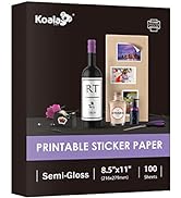 Koala Semi Glossy Sticker Paper for Inkjet and Laser Printer 100 Sheets Printable Sticker Paper, ...