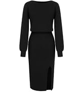 CIDER Women's Boat Neck Sweater Dress Long Sleeve Split Hem Winter Dresses | Cozy Wool Blend Knit...