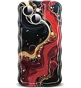 ETPESOK Compatible with iPhone 14 Case Marble Glossy Pattern Design Cute Curly Wave Border Stylis...