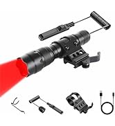 ULTRAFIRE Red Hunting Flashlight with Picatinny Mount and Pressure Switch, Rechargeable Red Flash...