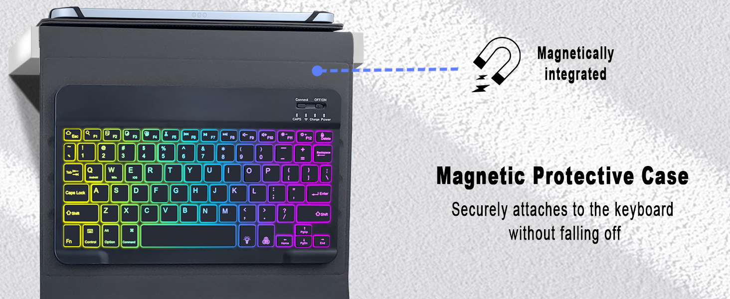 Universal Tablet Backlit Keyboard Case Black - 13