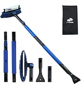 CARCAREZ 55" Extendable Car Snow Brush with Squeegee and Ice Scraper, Blue