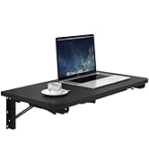 TEAMIX Wall Mounted Folding Table, Black Floating Desk for Small Spaces, Drop Leaf Dining Table f...