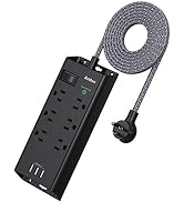 Power Strip Surge Protector, Addtam 6 Outlets and 3 USB Ports 5Ft Long Extension Cord, Flat Plug ...