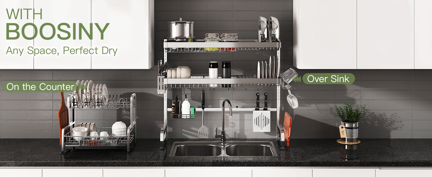 dishes height shelf racks inch organizer drain drainers heavy duty tall length wide faucet