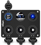 Nilight Cigarette Socket Panel 12V/24V 3 Cigarette Lighter Adapter with Dual USB Charger LED Volt...