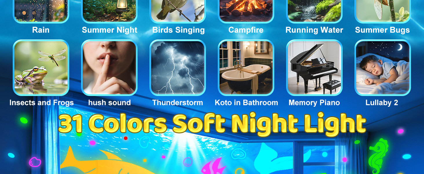 Baby Sound Machine for Kids Night Light Projector